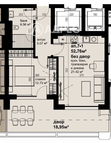 Двустаен апартамент, Бургас, Изгрев, 683786, Снимка 1