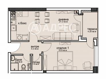 Двустаен апартамент, София, Витоша, 676787, Снимка 1