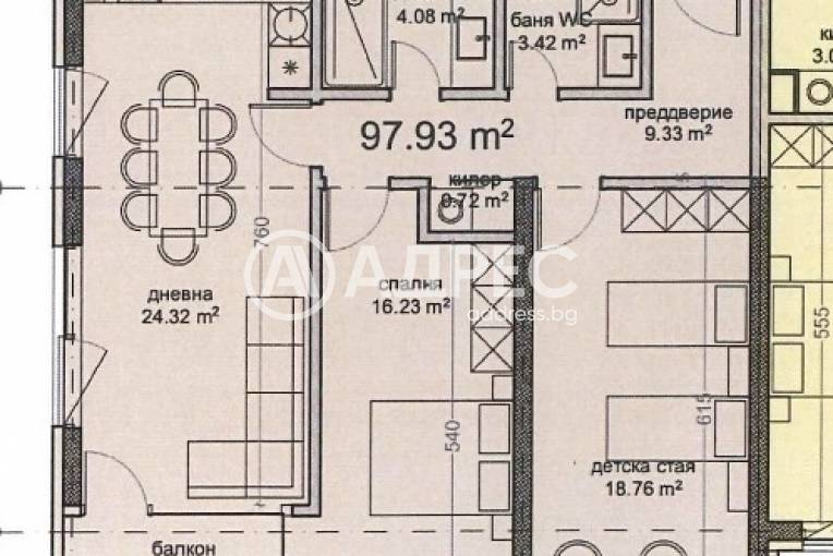 Тристаен апартамент, Варна, Владислав Варненчик, 682787, Снимка 2