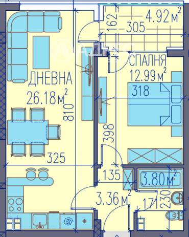 Двустаен апартамент, Пловдив, Широк център, 622791, Снимка 1