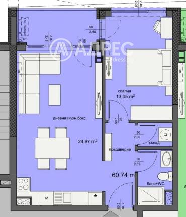 Двустаен апартамент, Бургас, Изгрев, 671803, Снимка 1