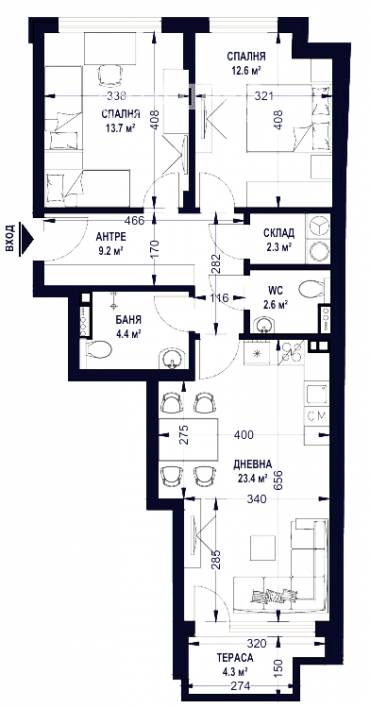 Тристаен апартамент, София, Център, 684803, Снимка 1