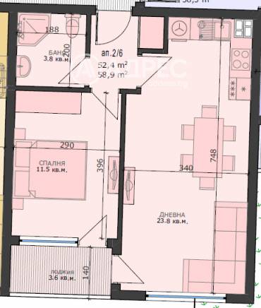 Двустаен апартамент, Варна, Възраждане 4, 644806, Снимка 1