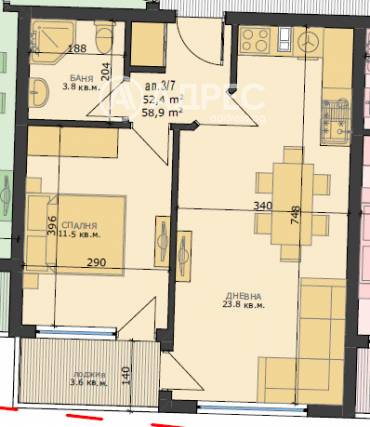 Двустаен апартамент, Варна, Възраждане 4, 644808, Снимка 1