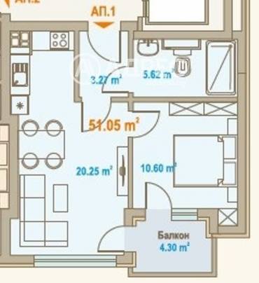 Двустаен апартамент, София, Център, 676810, Снимка 1