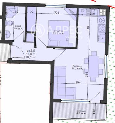 Двустаен апартамент, Варна, Възраждане 4, 644811, Снимка 1