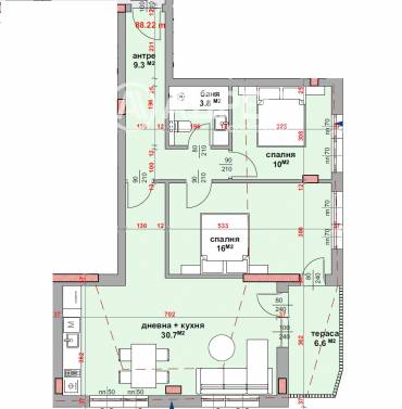 Тристаен апартамент, Стара Загора, Център, 680818, Снимка 1