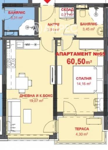 Двустаен апартамент, Бургас, Хоризонт, 665819, Снимка 1