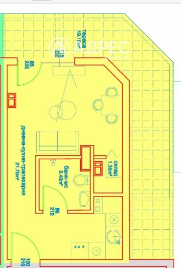 Едностаен апартамент, Бургас, Мадика, 674824, Снимка 1