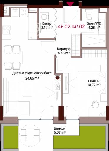Двустаен апартамент, София, Хладилника, 645825, Снимка 1