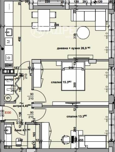 Тристаен апартамент, Стара Загора, Самара-3, 666828, Снимка 1