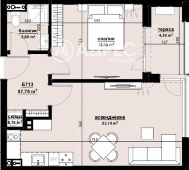 Двустаен апартамент, Бургас, Хоризонт, 665829, Снимка 1