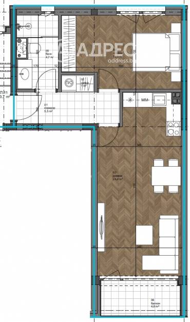 Двустаен апартамент, Варна, к.к. Св.Св. Константин и Елена, 657830, Снимка 1