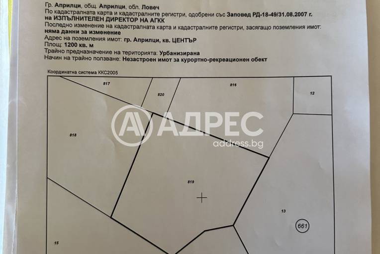 Парцел/Терен, Априлци, Ново село - Център, 684831, Снимка 2