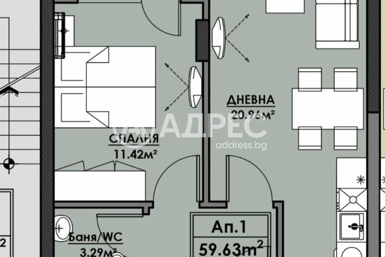 Двустаен апартамент, Бургас, Мадика, 654832, Снимка 2