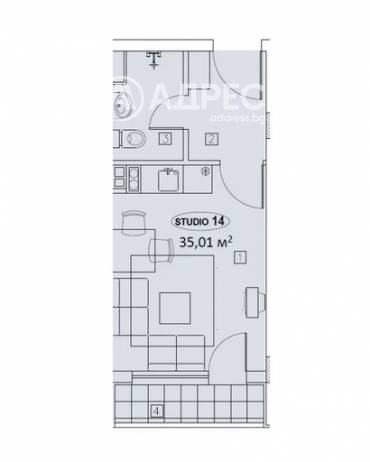 Едностаен апартамент, София, Център, 689835, Снимка 1