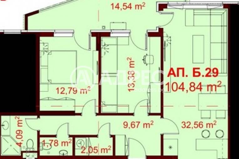 Тристаен апартамент, Бургас, Славейков, 664837, Снимка 17
