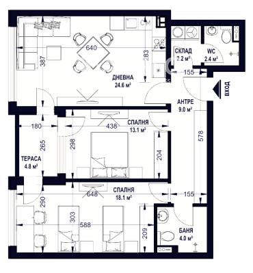 Тристаен апартамент, София, Център, 684843, Снимка 1