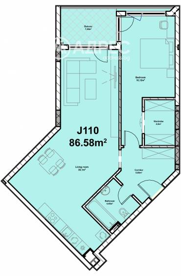 Двустаен апартамент, София, Полигона, 613844, Снимка 1