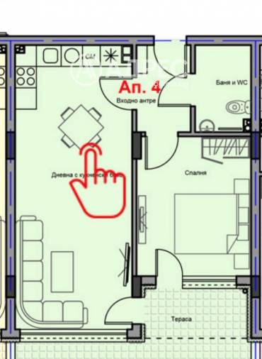 Двустаен апартамент, Стара Загора, МОЛ Галерия, 677846, Снимка 1