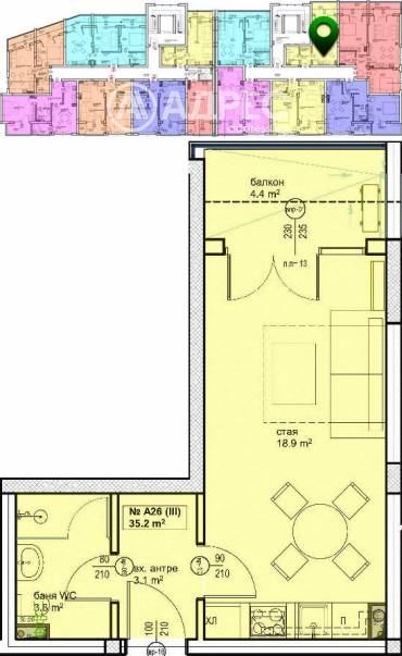 Едностаен апартамент, Бургас, Братя Миладинови, 594848, Снимка 1