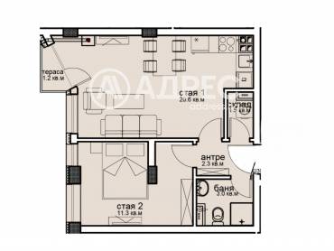 Двустаен апартамент, София, Витоша, 676849, Снимка 1