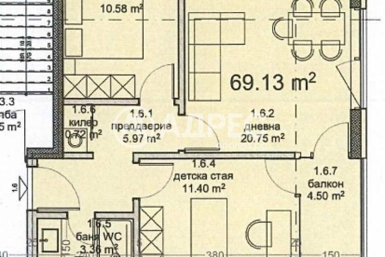 Тристаен апартамент, Варна, Владислав Варненчик, 681849, Снимка 2