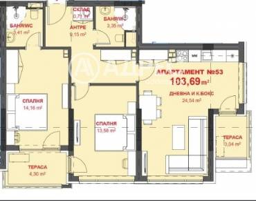 Тристаен апартамент, Бургас, Хоризонт, 664856, Снимка 1