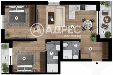 Тристаен апартамент, Варна, к.к. Чайка, 620857, Снимка 1