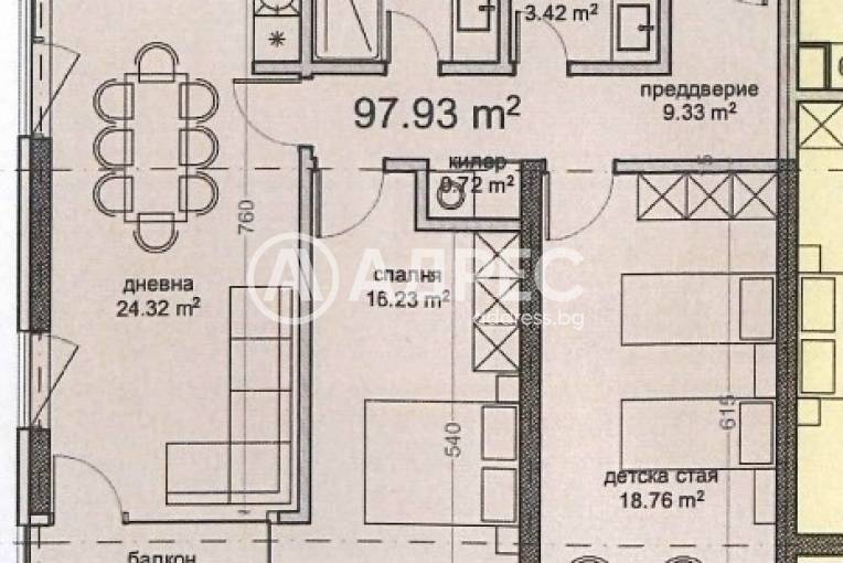 Тристаен апартамент, Варна, Владислав Варненчик, 681857, Снимка 2