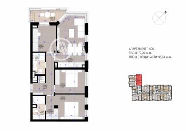 Тристаен апартамент, София, Полигона, 644858, Снимка 1