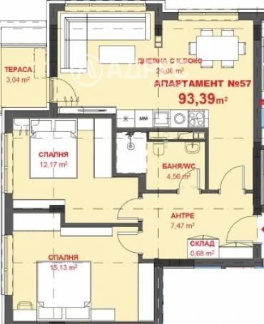 Тристаен апартамент, Бургас, Хоризонт, 664858, Снимка 1