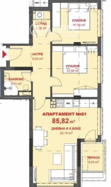 Тристаен апартамент, Бургас, Хоризонт, 664861, Снимка 1