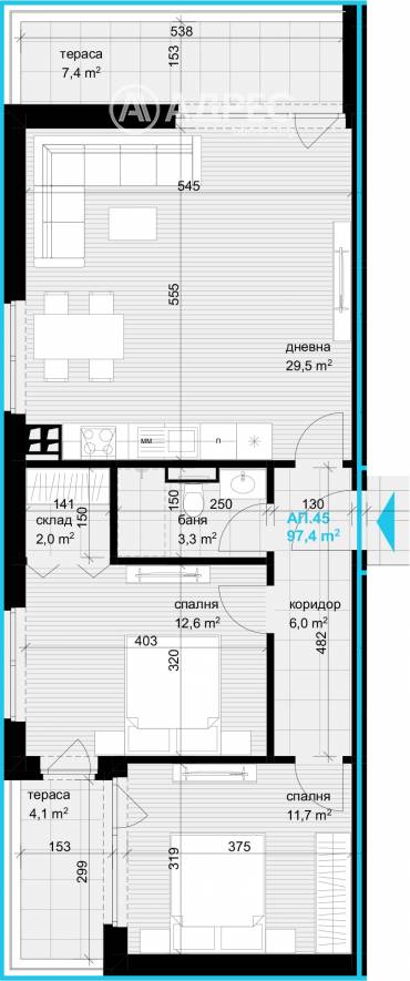Тристаен апартамент, Варна, Аспарухово, 651862, Снимка 1