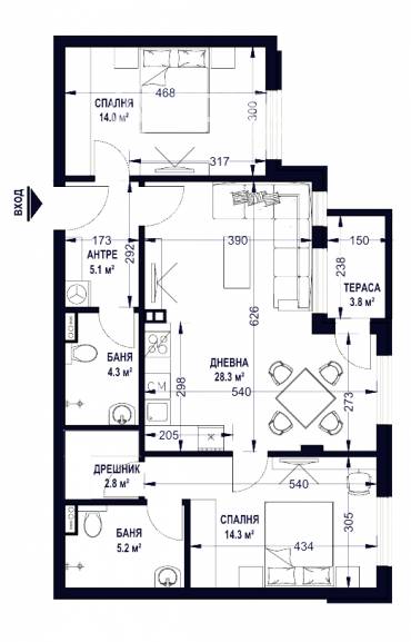 Тристаен апартамент, София, Център, 684862, Снимка 1