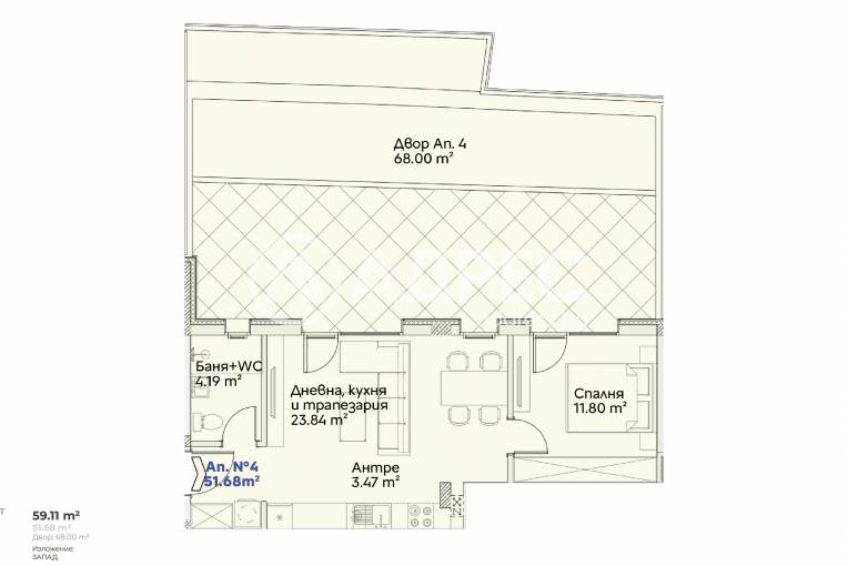 Двустаен апартамент, София, Манастирски ливади - запад, 676864, Снимка 3