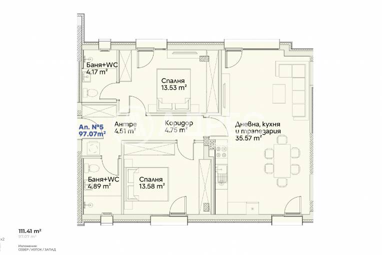 Тристаен апартамент, София, Манастирски ливади - запад, 676865, Снимка 3