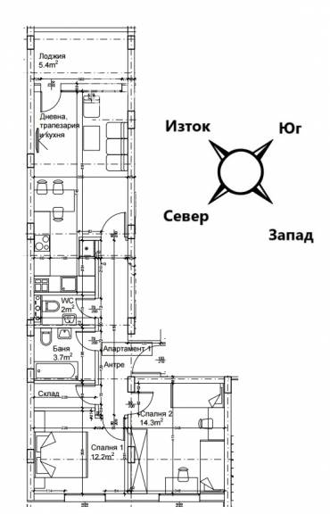 Тристаен апартамент, София, Люлин 2, 680869, Снимка 1