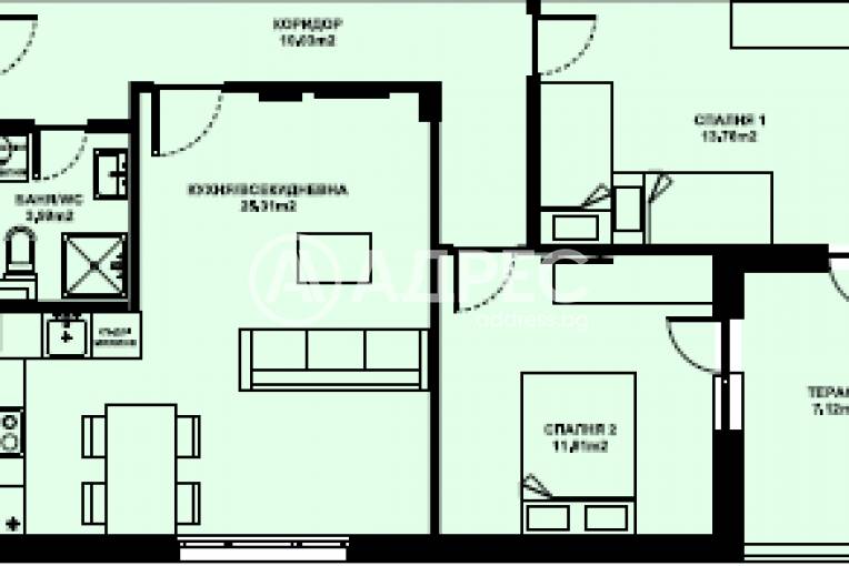 Тристаен апартамент, Благоевград, Изгрев, 673871, Снимка 1