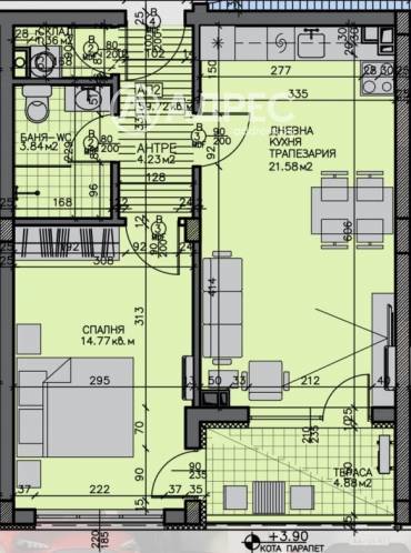 Двустаен апартамент, Бургас, Зорница, 674874, Снимка 1