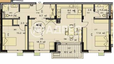 Тристаен апартамент, София, Горна Баня, 682877, Снимка 1