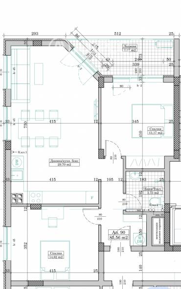 Тристаен апартамент, Варна, Гранд Мол Варна, 681881, Снимка 1