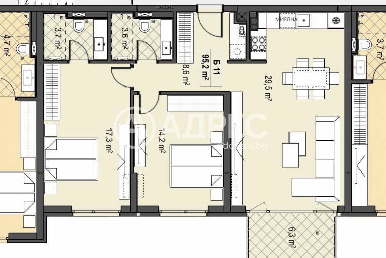 Тристаен апартамент, София, Бояна, 677882, Снимка 4