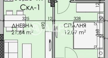 Двустаен апартамент, Бургас, Мадика, 680889, Снимка 3