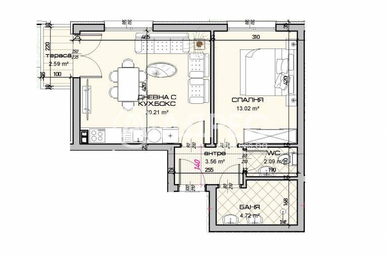 Двустаен апартамент, Варна, Виница, 685892, Снимка 2