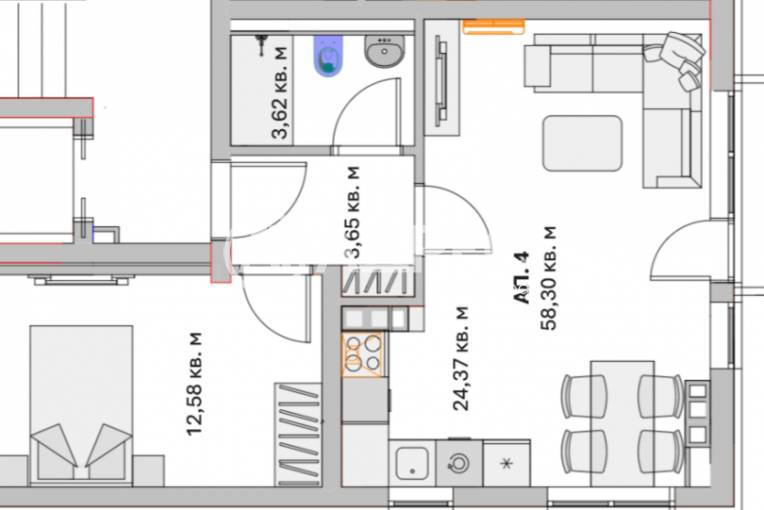 Двустаен апартамент, София, Малинова Долина, 659894, Снимка 2