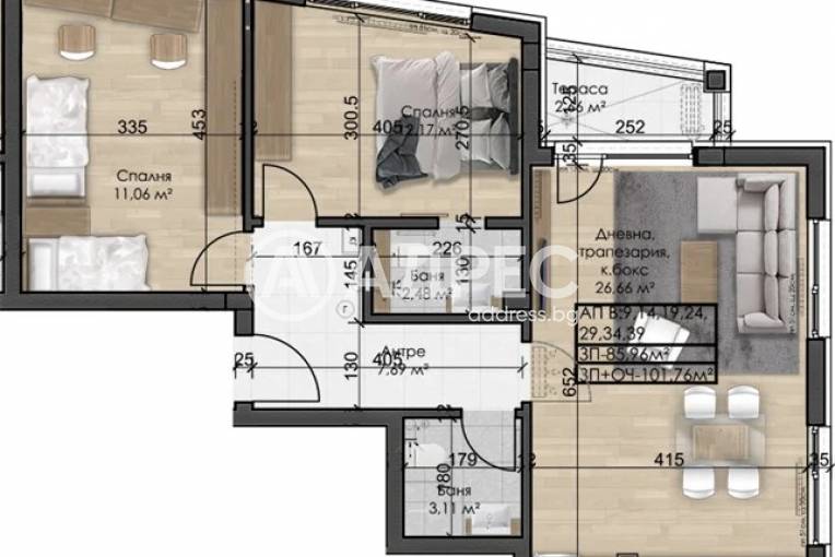 Тристаен апартамент, София, Овча купел, 694894, Снимка 2