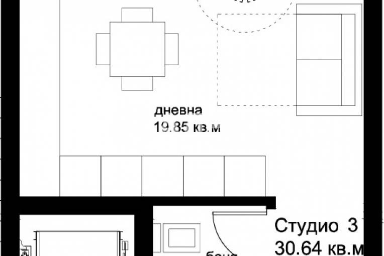 Едностаен апартамент, Варна, Трошево, 677896, Снимка 4