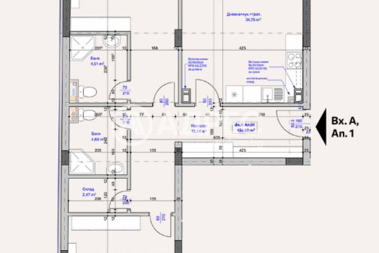 Тристаен апартамент, София, Лагера, 686898, Снимка 4