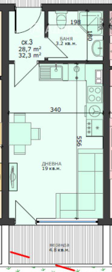 Едностаен апартамент, Варна, Възраждане 4, 644902, Снимка 1